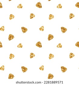 Golden glitter dots, abstract background. Seamless vector pattern. Shiny holiday background.