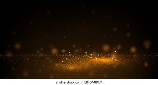 Golden glitter dust abstract background. Festive luxury backdrop with gold glitter texture