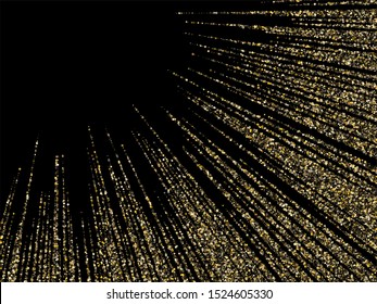 Golden glitter fireworks explosion christmas background. Closeup shimmer grains illustration. Festive golden sparkle background. Glitter border frame. Black and gold vector dust for christmas cards