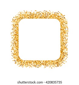 Golden Glitter Frame in the Form of Square with Copy Space for Text