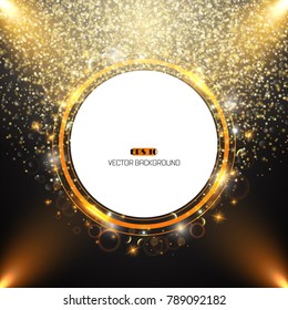 Golden glitter frame of wording background flying banner, illustration vector eps10