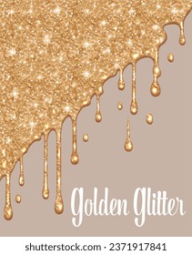 Gold Glitter Gold Paint Drips On Stock Vector (Royalty Free) 2000416550