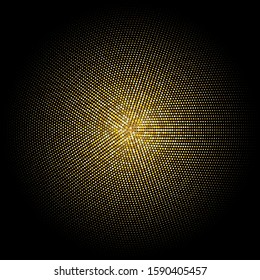 Golden Glitter Halftone Dotted Backdrop. Gold Retro Pattern