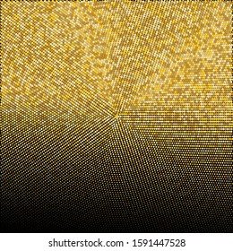 Golden Glitter Halftone Dotted Backdrop. Gold Retro Pattern