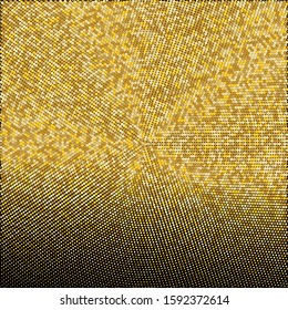 Golden Glitter Halftone Dotted Backdrop. Gold Retro Pattern