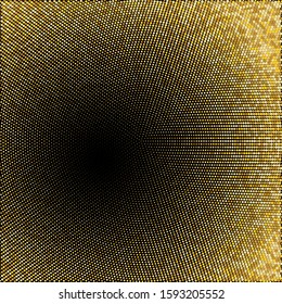 Golden Glitter Halftone Dotted Backdrop. Gold Retro Pattern