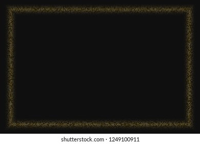 Golden Glitter Halftone Dotted Frame Isolated On Black. Gold Explosion Of Confetti. Digitally Generated Image. Editable template. Vector Illustration, Eps 10.