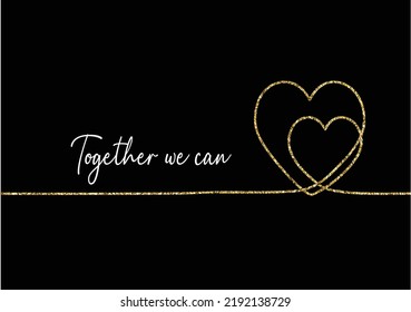 golden glitter heart line vector