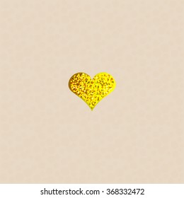 Golden glitter heart on a light pastel background. Vector Valentine's Day illustration.