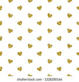 Golden Glitter Heart Pattern. Vector Shape.