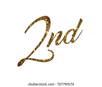 The Golden glitter of isolated hand writing word second
