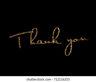 The Golden glitter isolated hand writing word THANK YOU