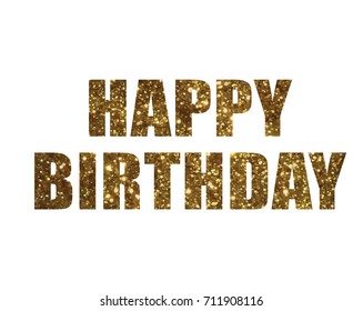 The Golden glitter isolated word HAPPY BIRTHDAY