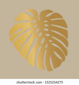 golden glitter monstera palm leaf- vector illustration