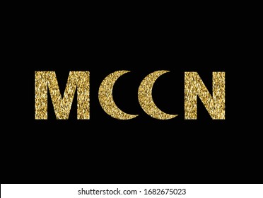 golden glitter moon lettering vectoral