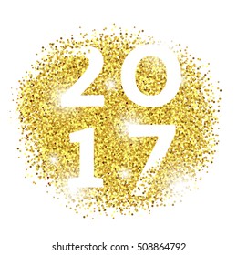 golden glitter new year card 2017, greeting concept