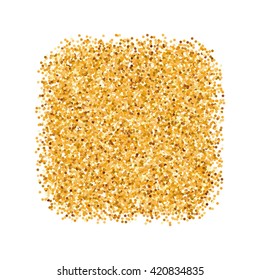 Golden Glitter Object in the Form of Square on White Background