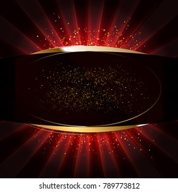 golden glitter on a flat surface lit by a bright spotlight. Vector illustration. Red version