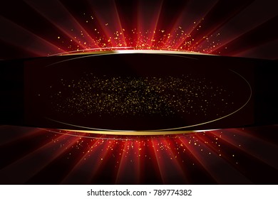golden glitter on a flat surface lit by a bright spotlight. Vector illustration. Red version