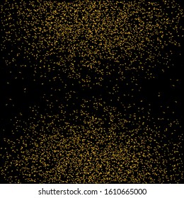 Golden glitter on transparent black background. Falling shiny golden confetti. Shining Light Effect for Christmas or New Year party.