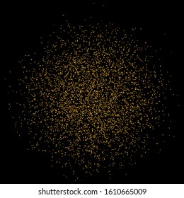 Golden glitter on transparent black background. Falling shiny golden confetti. Shining Light Effect for Christmas or New Year party.
