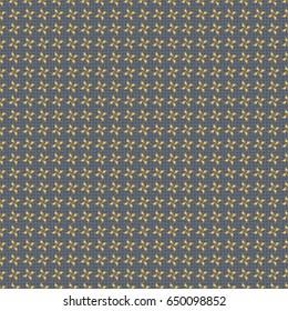 Golden glitter ornaments on a gray background with glowing lights. Seamless pattern of golden elements on a gray backdrop. Kit for decorating festive greeting cards.