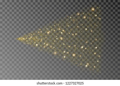 Golden glitter particles vector, isolated. Glitter gold spray dust. Stardust illustration.