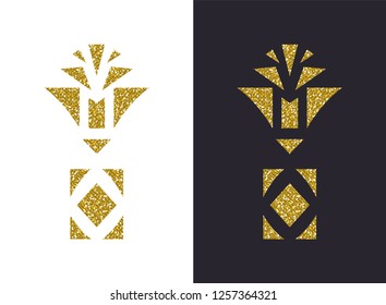 Golden Glitter Pineapple. Vector