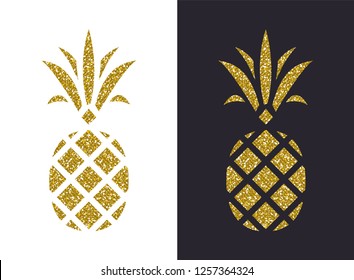 Golden Glitter Pineapple. Vector