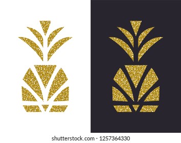 Golden Glitter Pineapple. Vector