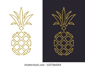Golden Glitter Pineapple. Vector