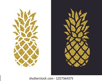 Golden Glitter Pineapple. Vector