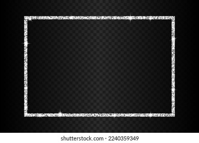 golden glitter rectangle frame with sparkling stars vector, template for banner, card, header