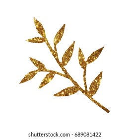 The golden glitter retro plant deocration flat icon