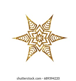 The golden glitter retro plant deocration flat icon