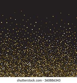 Golden glitter shine texture on a black background. Golden explosion of Confetti. Golden abstract particles on a dark background. Isolated Holiday Design elements. Vector illustration.