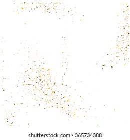 Golden glitter shine texture on a white background. Golden explosion of Confetti. Golden abstract particles on a light background. Isolated Holiday Design elements. Vector illustration.