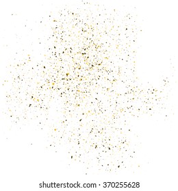 Golden glitter shine texture on a white background. Golden explosion of Confetti. Golden abstract particles on a light background. Isolated Holiday Design elements. Vector illustration.
