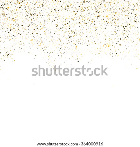 Golden glitter shine texture on a white background. Golden explosion of Confetti particles. Isolated Holiday birthday Design elements. Vector illustration.