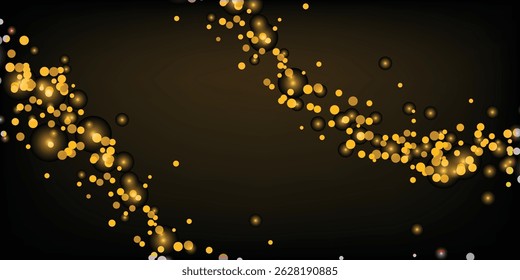 Golden glitter shiny confetti on a black background. Illustration of a drop of shiny particles. Elegant Golden Glitter Drops on a Dark Backdrop – Perfect for Invitations and Greetings