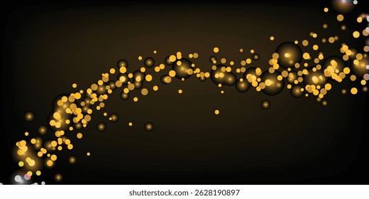 Golden glitter shiny confetti on a black background. Illustration of a drop of shiny particles. Elegant Golden Glitter Drops on a Dark Backdrop – Perfect for Invitations and Greetings