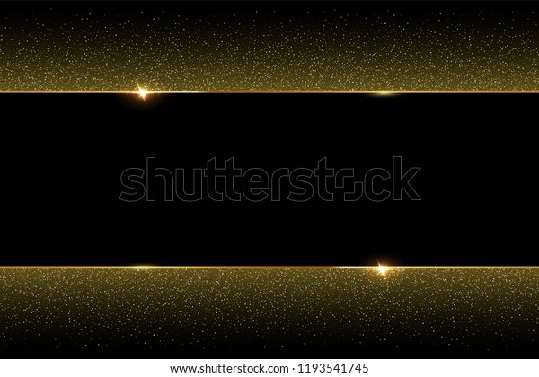 金色闪光和黑色背景闪亮的金色框架 矢量水平豪华背景 库存矢量图 免版税