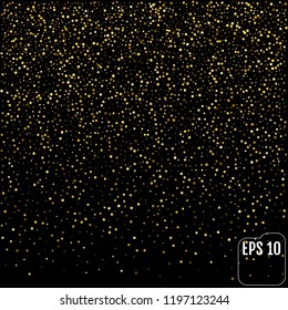 Golden glitter sparkle bubbles champagne particles stars on black background,happy new year holiday concept