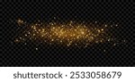 Golden glitter, sparkles, confetti. Isolated scattering particles with light effect. Transparent abstract vector element with flares, glare and stars. Luminous points for luxurious banners, designs.