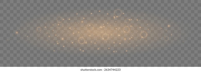 Goldener Glitter. Funkelnder Staub. Vektorglitter auf transparentem Hintergrund. Abstrakter Weihnachtsstaub.