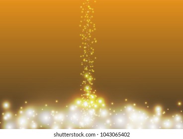 Golden glitter sparkling light bokeh abstract background, Christmas and new year festive vector illustration background