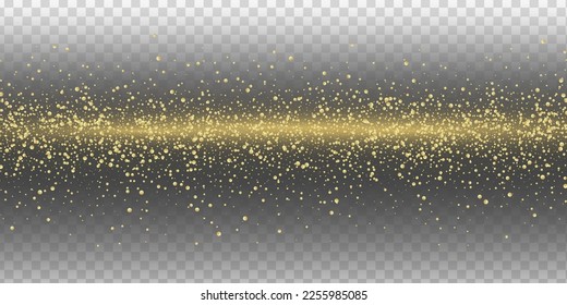 Espuma de brillo dorado, efecto de luz, partículas de polvo gradiente sobre fondo negro. Ilustración vectorial, estilo de dibujos animados 

