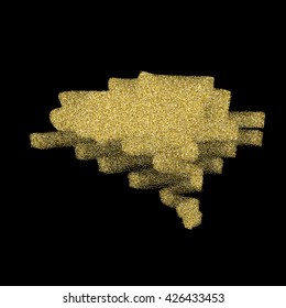 Golden glitter speech bubble. Brush stroke and sparkling golden texture. Empty place for text message. Background for labels, stickers, price tags, special offers and discounts.