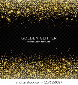 golden glitter, starlight effect template with transparent background design vector eps 10