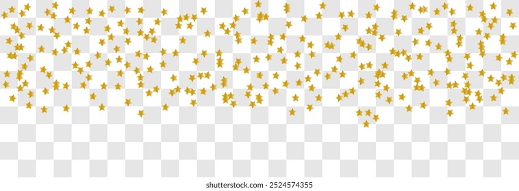 Golden glitter stars background . Vector seamless border with stars confetti .Falling stars background. The dust golden sparks.Luxury sparkling confetti